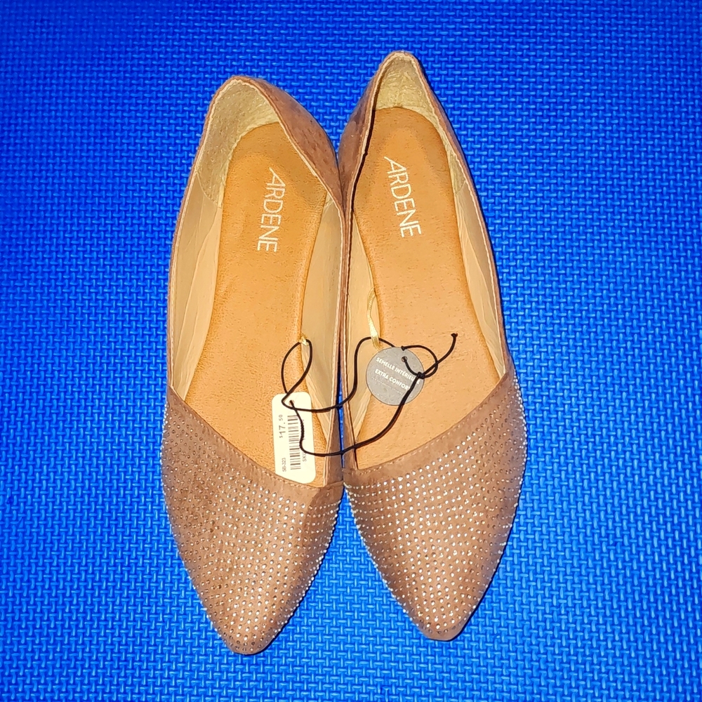 NWT Ardene Faux Suede Pointy Flats with Bead details